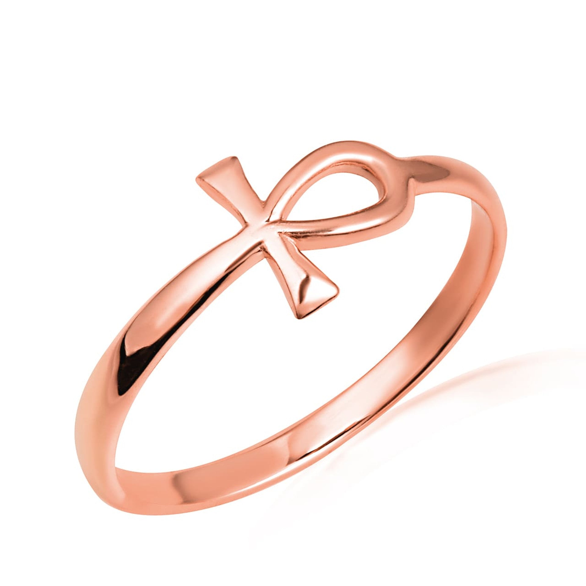 Gold Egyptian Ankh Cross Band Ring (Available in Yellow/Rose/White Gold)