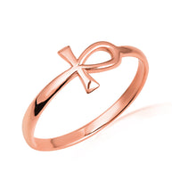 Gold Egyptian Ankh Cross Band Ring (Available in Yellow/Rose/White Gold)