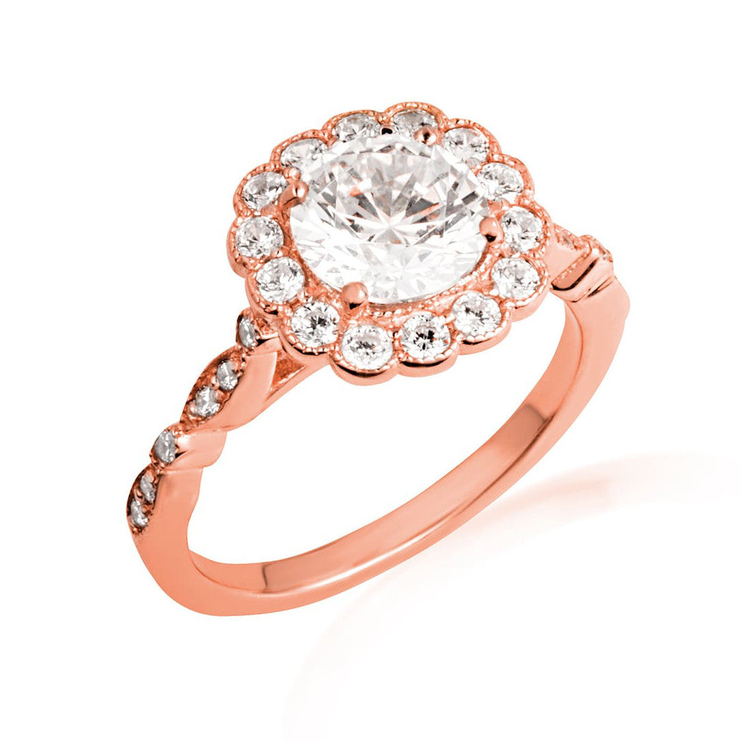 14K Gold Solitaire Lab Grown Diamond Halo Engagement Band Ring (Available in Yellow/Rose/White Gold)