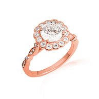 14K Gold Lab Grown Diamond Halo Engagement Band Ring Set (Available in Yellow/Rose/White Gold)