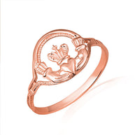 Gold Woman's Claddagh Ring with Cross