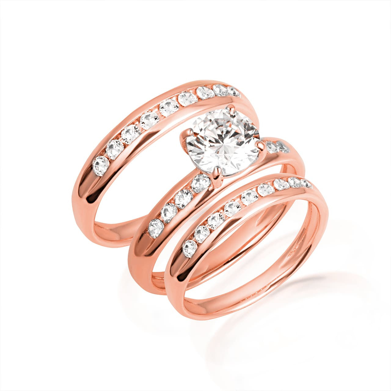 14K Gold Lab Grown Diamond Wedding Band Ring Set (Available in Yellow/Rose/White Gold)
