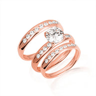 14K Gold Lab Grown Diamond Wedding Band Ring Set (Available in Yellow/Rose/White Gold)
