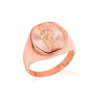 Gold Religious Patron Saint Jude Oval Signet Ring (Available in Yellow/Rose/White Gold)