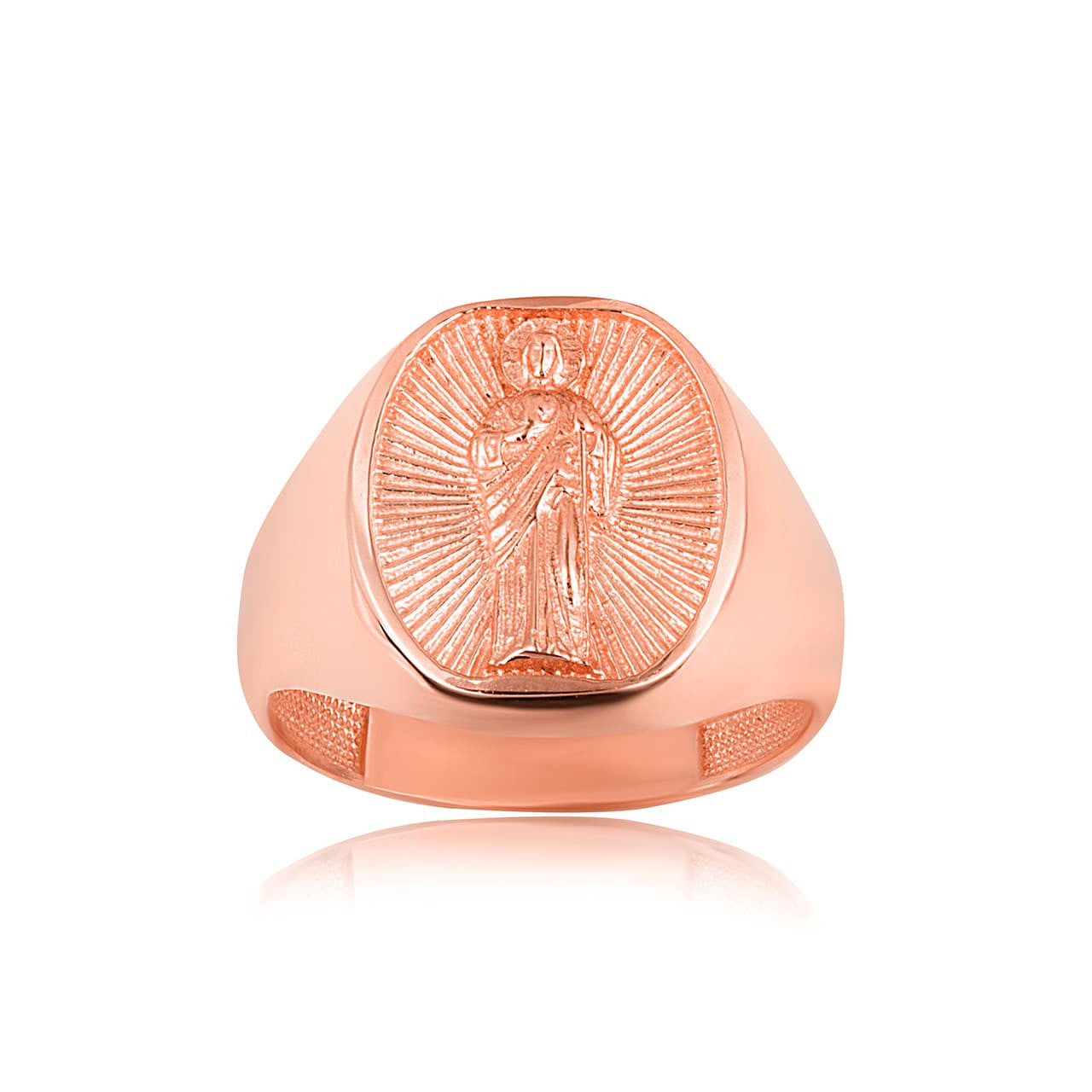 Gold Religious Patron Saint Jude Oval Signet Ring (Available in Yellow/Rose/White Gold)