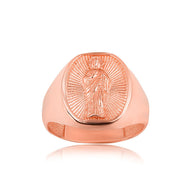 Gold Religious Patron Saint Jude Oval Signet Ring (Available in Yellow/Rose/White Gold)