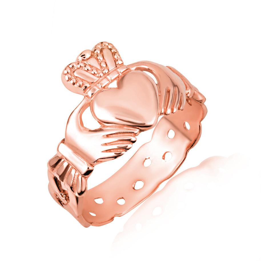 Gold Men's Symbol of Love Irish Claddagh Trinity Ring (Available in Yellow/Rose/White Gold)