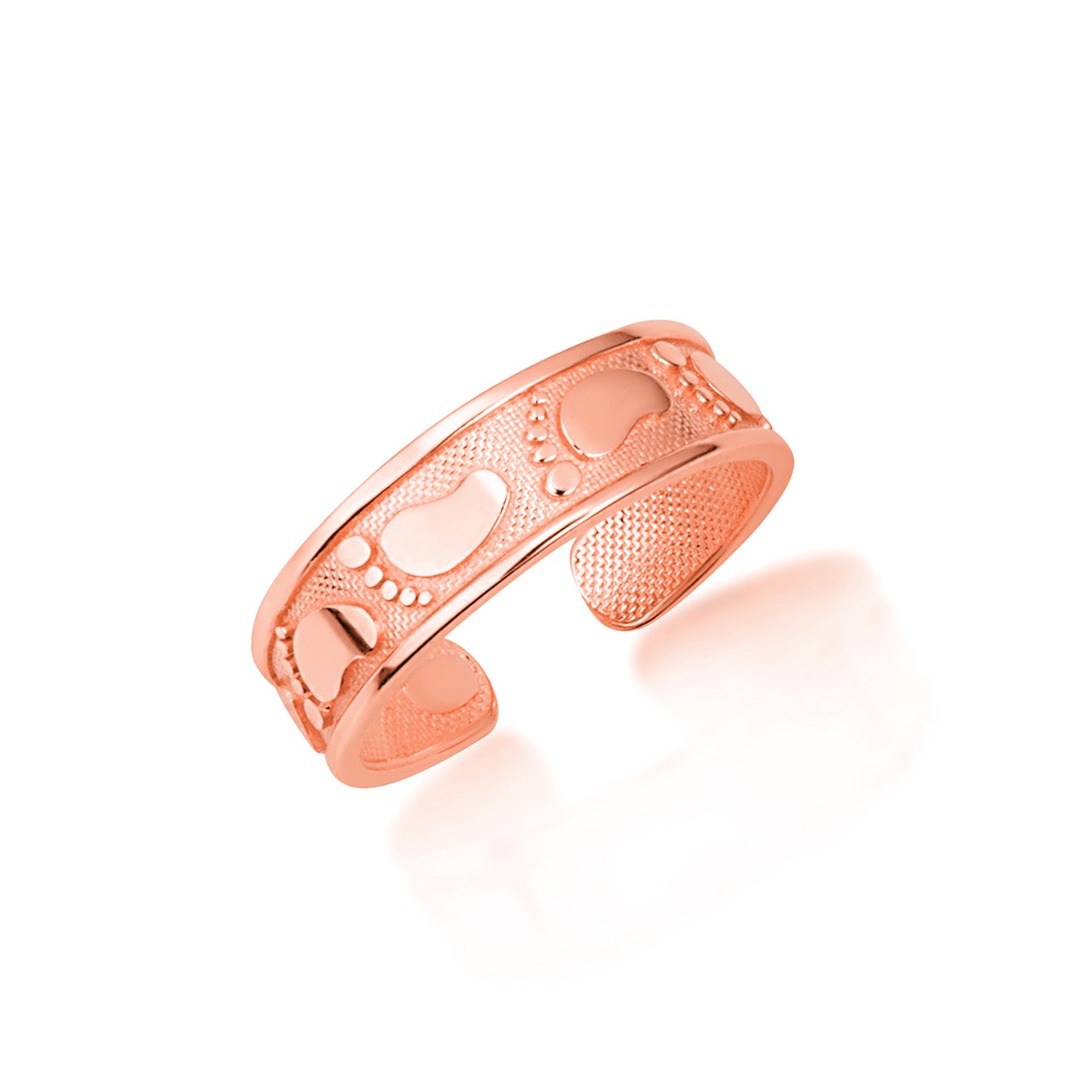 Gold Woman's Pathway Footprint Toe Ring (Available in Yellow/Rose/White Gold)