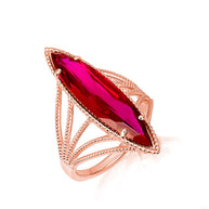 Gold Marquise Cut Gemstone Rope Band Ring (Available in Yellow /Rose/White Gold)