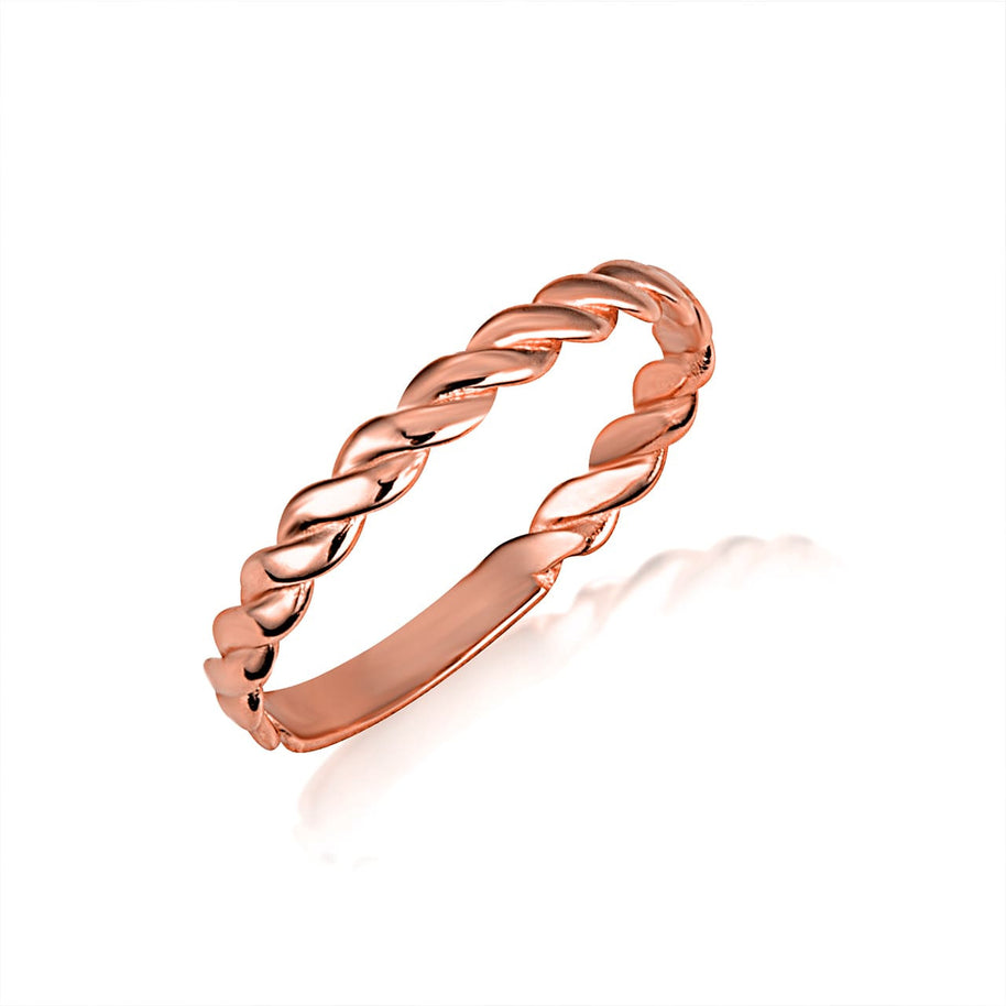Gold Stackable Rope Band Ring (Available in Yellow/Rose/White Gold)