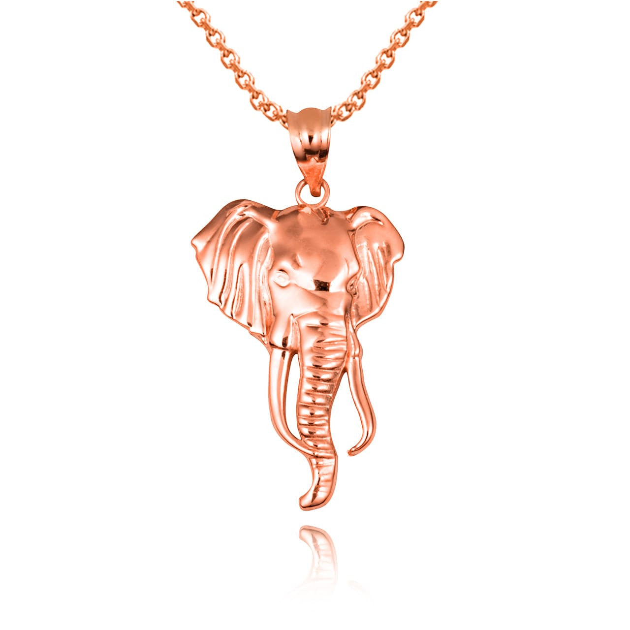 Gold Elephant Animal Pendant Necklace (Available in Yellow/Rose/White Gold)