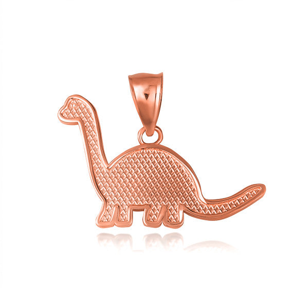 Gold Brachiosaurus Dinosaur Textured Pendant Necklace (Available in Yellow/Rose/White Gold)