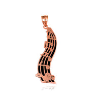 Gold Music Staff Treble Clef Notes Enamel Pendant Necklace (Available in Yellow/Rose/White Gold)