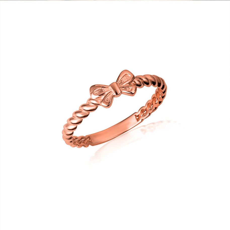 Gold Bow Tie Ribbon Rope Ring (Available in Yellow/Rose/White Gold)