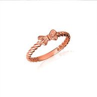 Gold Bow Tie Ribbon Rope Ring (Available in Yellow/Rose/White Gold)