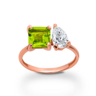 Gold Custom Toi et Moi Pear & Princess Cut Birthstone Engagement Ring (Available in Yellow/Rose/White Gold)