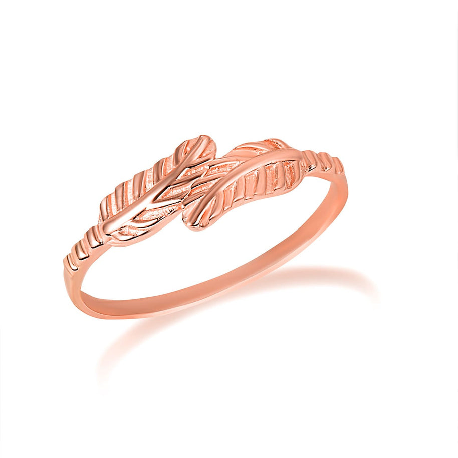 Gold Feather Wraparound Band Ring (Available in Yellow/Rose/White Gold)