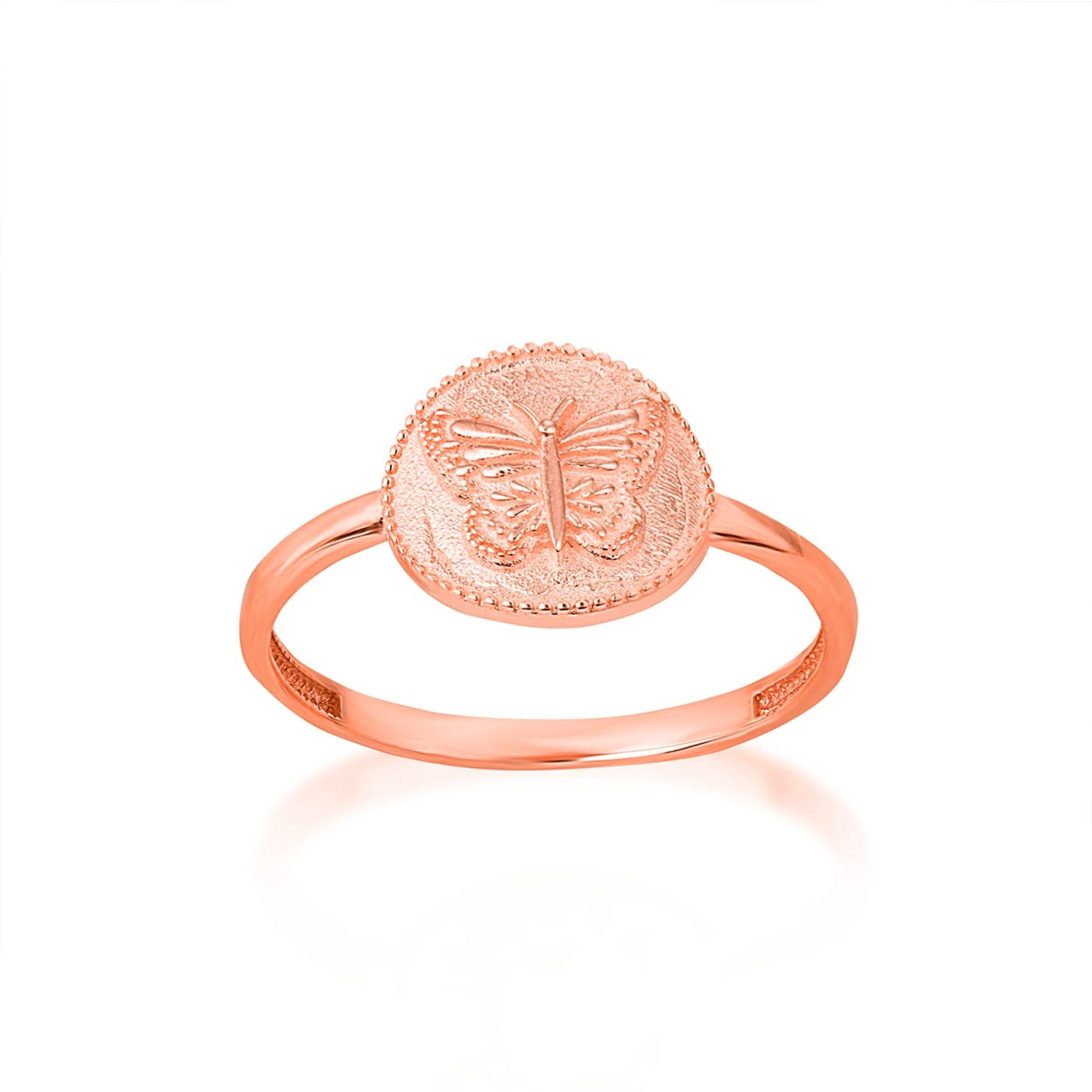 Gold Textured Butterfly Milgrain Statement Ring (Available in Yellow/Rose/White Gold)