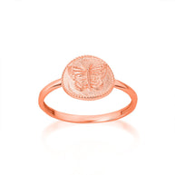 Gold Textured Butterfly Milgrain Statement Ring (Available in Yellow/Rose/White Gold)
