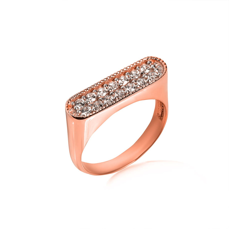 Gold Cubic Zirconia Bar Ring (Available in Yellow/Rose/White Gold)