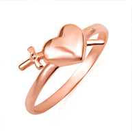 Gold Cross Sword Heart Ring (Available in Yellow/Rose/White Gold)