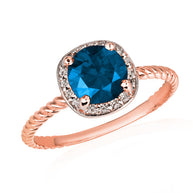Gold Personalized Birthstone Diamond Halo Rope Ring (Available in Yellow /Rose/White Gold)