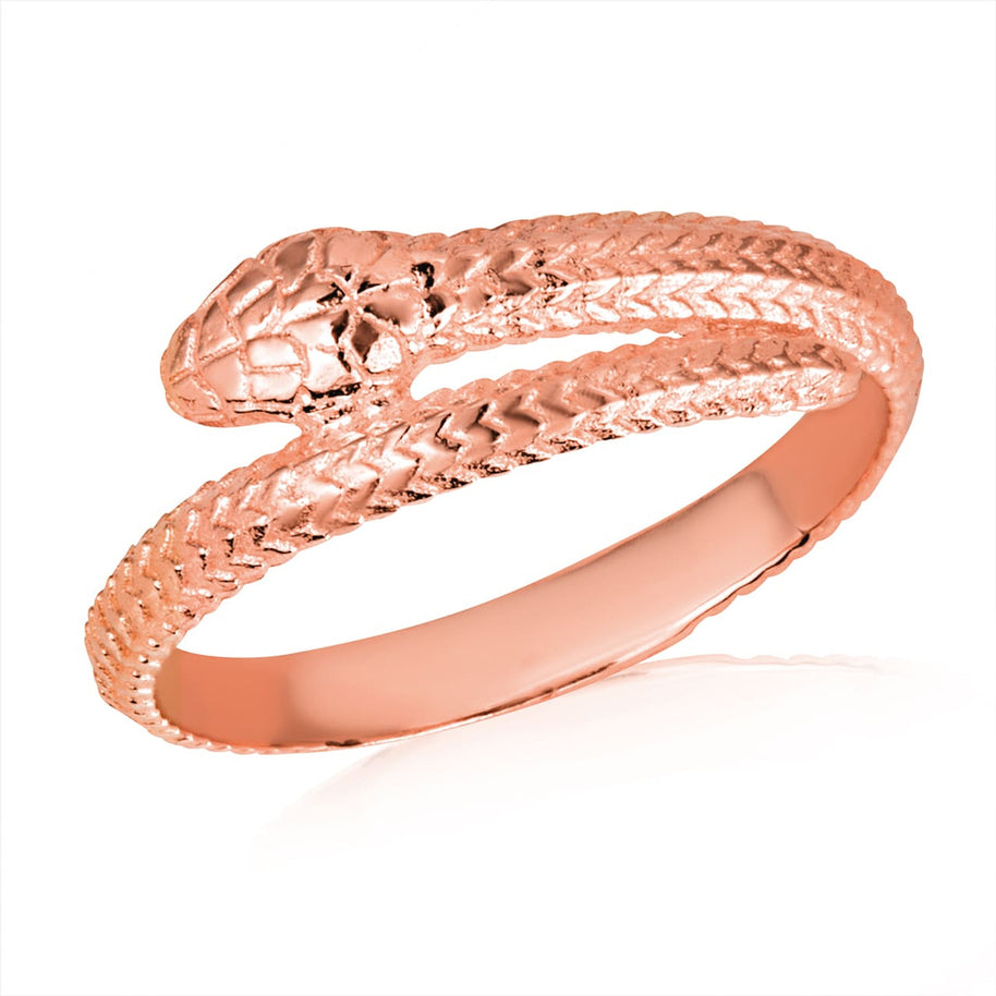 Gold Coiled Serpent Snake Textured Ring (Available in Yellow/Rose/White Gold)
