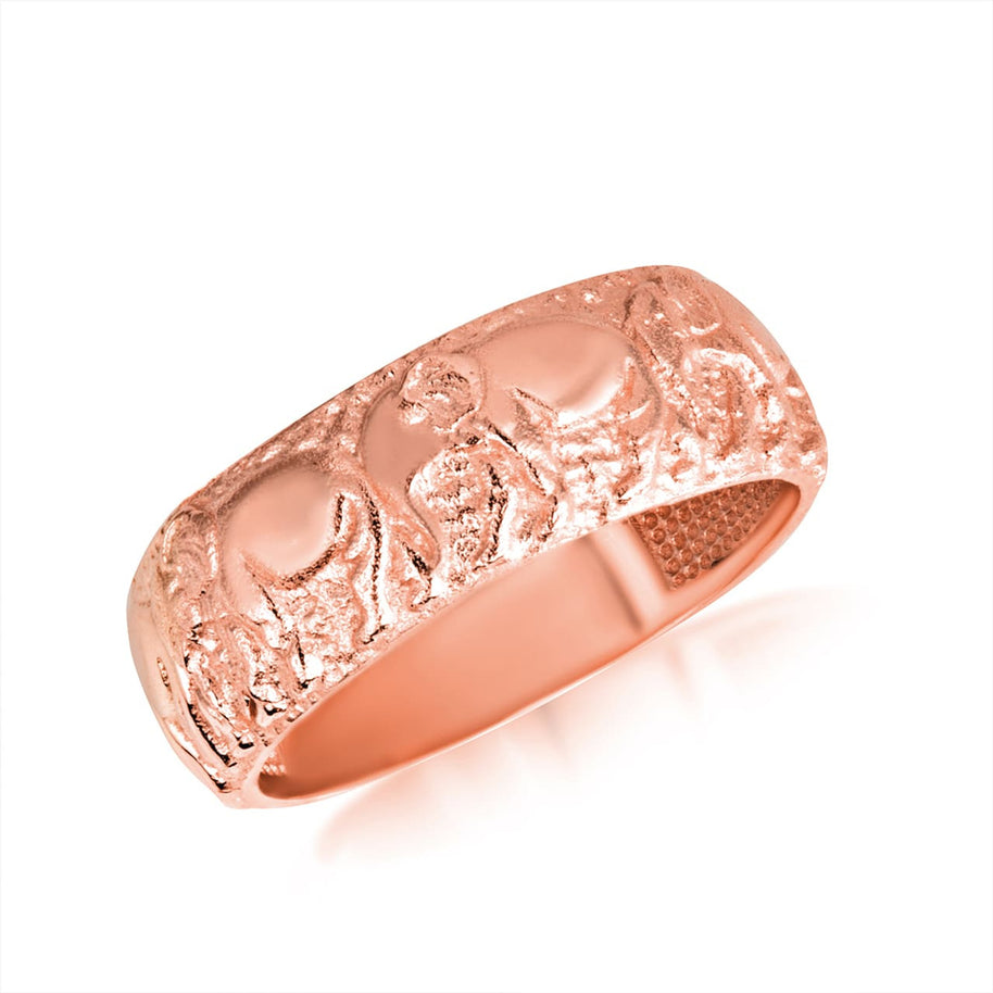 Gold Lucky Elephant Textured Band Ring (Available in Yellow/Rose/White Gold)