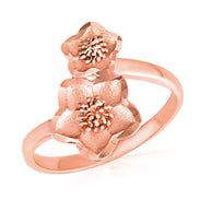 Gold Diamond Cut Hawaiian Plumeria Flower Ring (Available in Yellow/Rose/White Gold)