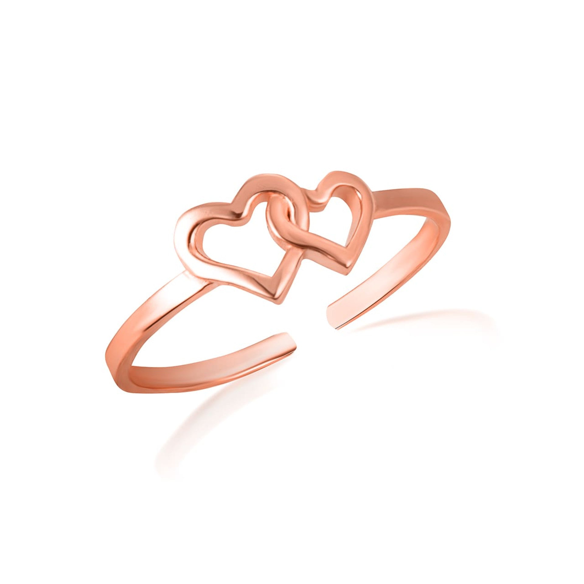 Gold Double Heart Toe Ring (Available in Yellow Gold, Rose Gold, White Gold)