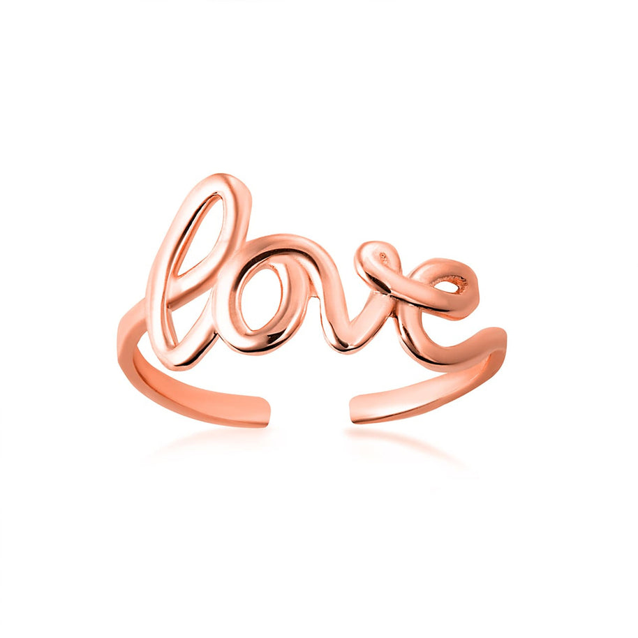 Gold Love Cursive Script Toe Ring (Available in Yellow/Rose/White Gold)