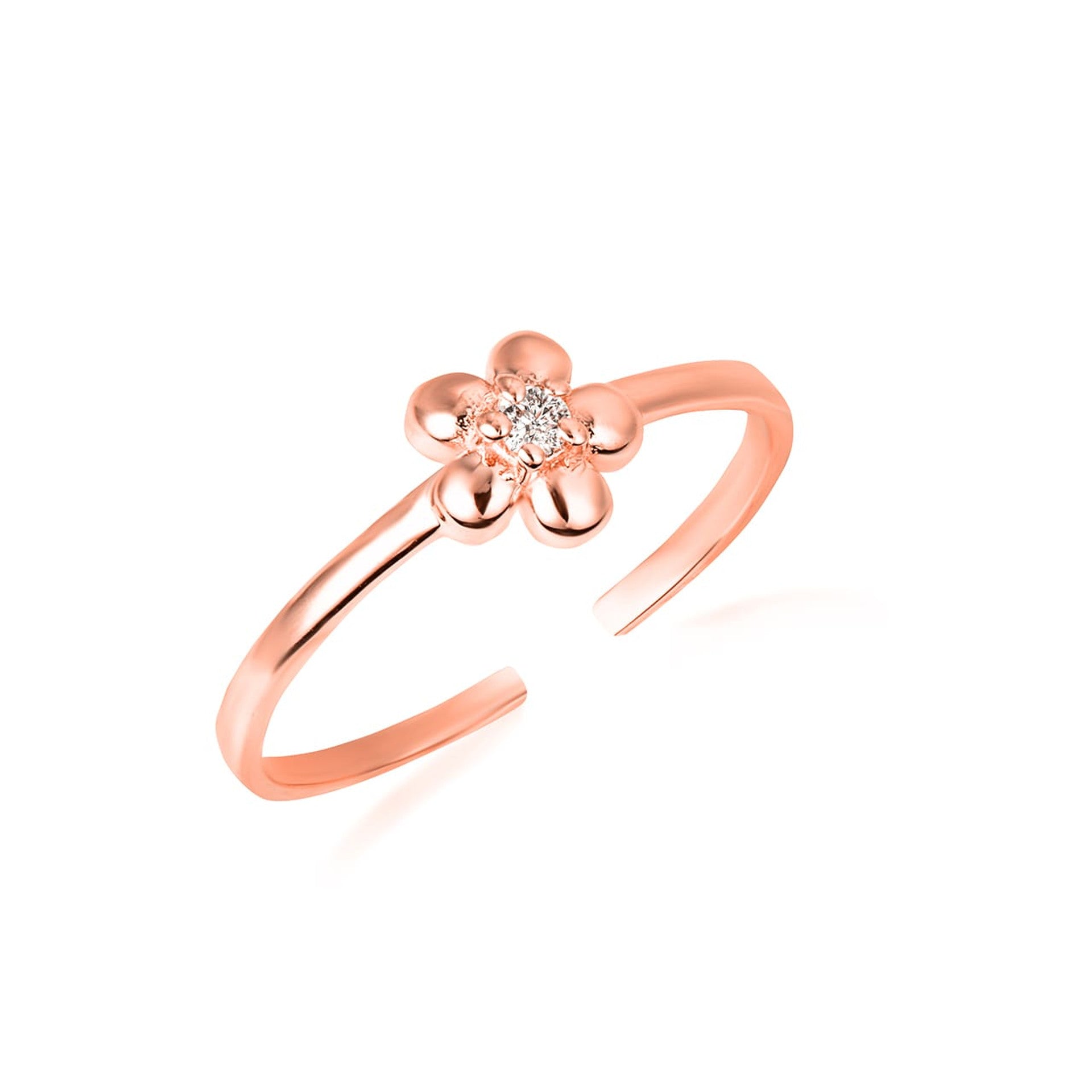 Gold Diamond Daisy Flower Toe Ring (Available in Yellow/Rose/White Gold)