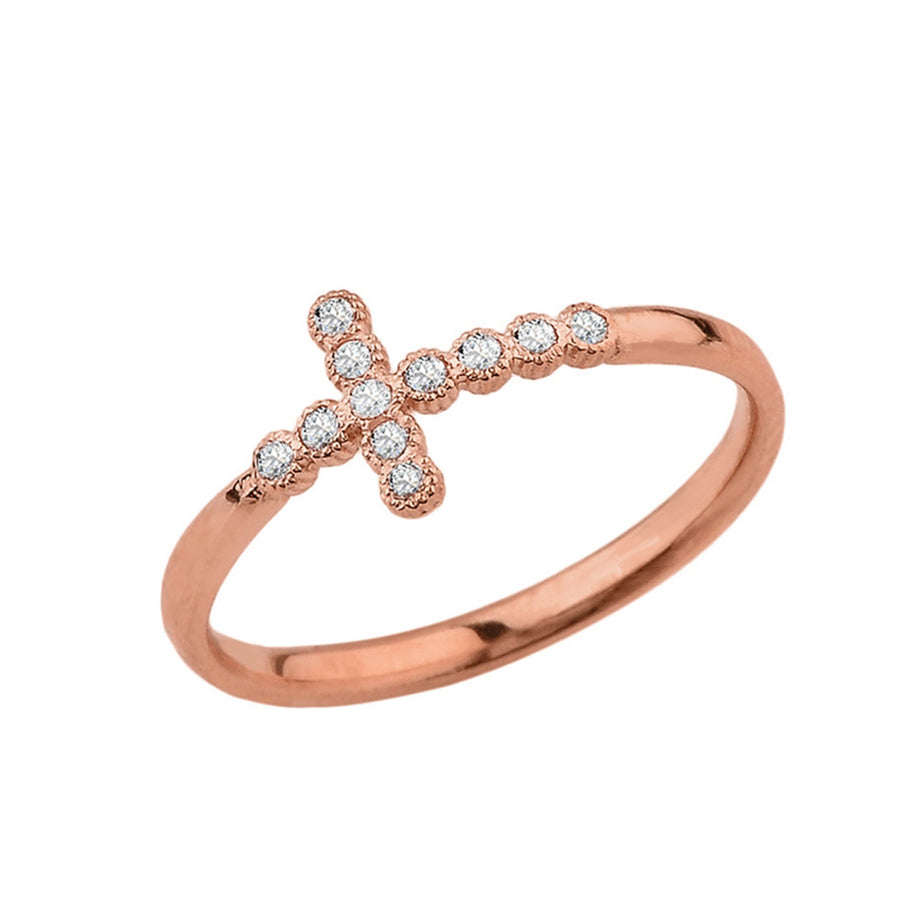 Gold Dainty Sideways Cross Ring (Available in Yellow/Rose/White Gold)