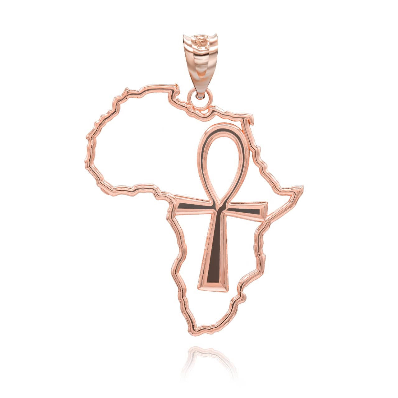 Gold African Continent Egyptian Ankh Pendant Necklace (Available in Yellow/Rose/White Gold)