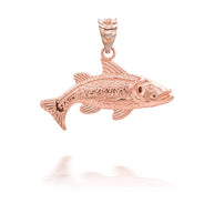 Gold Trout Fish Pendant Necklace (Available in Yellow/Rose/White Gold)