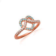 Gold Heart Chevron Gemstone Band Ring (Available in Yellow/Rose/White Gold)