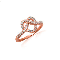 Gold Heart Chevron Gemstone Band Ring (Available in Yellow/Rose/White Gold)