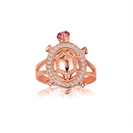 Gold Sea Turtle Cubic Zirconia Studded Ring 1mm (Available in Yellow/Rose/White Gold)