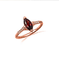 Gold Marquise Cut Gemstone Diamond Roped Twist Ring (Available in Yellow/Rose/White Gold)