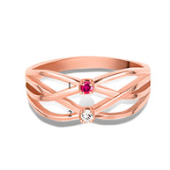 Gold Personalized 2 Birthstone Cross Over Ring (Available in Yellow/Rose/White Gold)