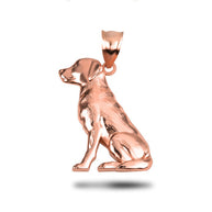 Gold Labrador Retriever Pet Dog Pendant Necklace (Available in Yellow/Rose/White Gold)