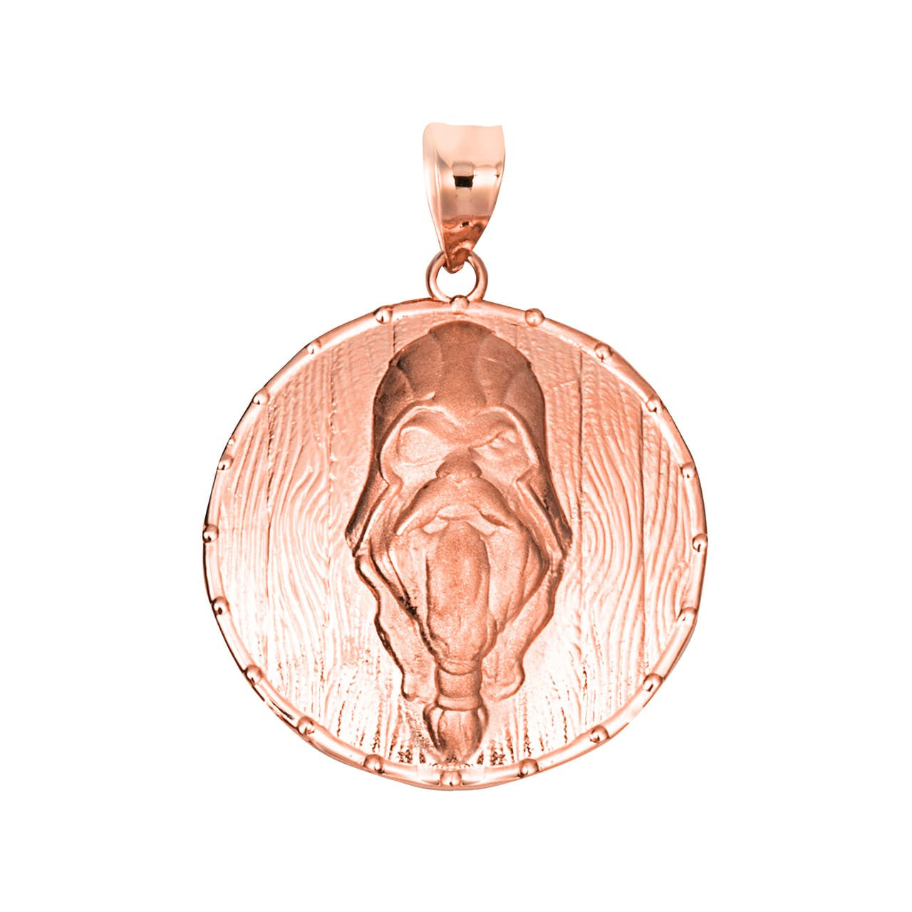 Solid Gold Viking Odin Head Shield Norse Pendant Necklace (Available in Yellow/Rose/White Gold)