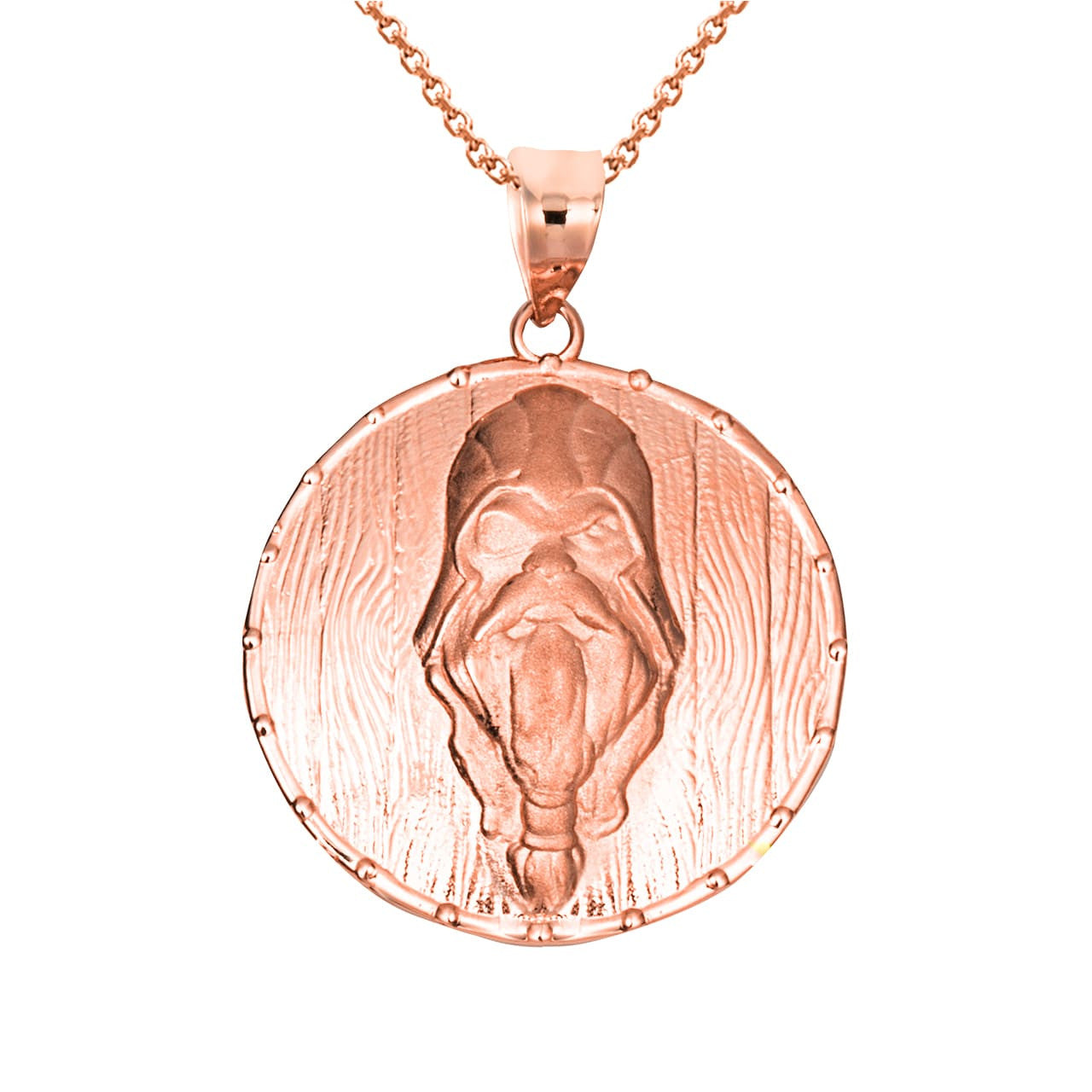 Solid Gold Viking Odin Head Shield Norse Pendant Necklace (Available in Yellow/Rose/White Gold)