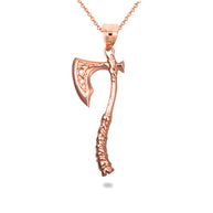 Gold Viking Norse Battle Axe Pendant Necklace (Available in Yellow/Rose/White Gold)