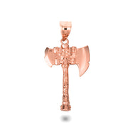 Gold Viking Battle Axe Norse Pendant Necklace (Available in Yellow/Rose/White Gold)