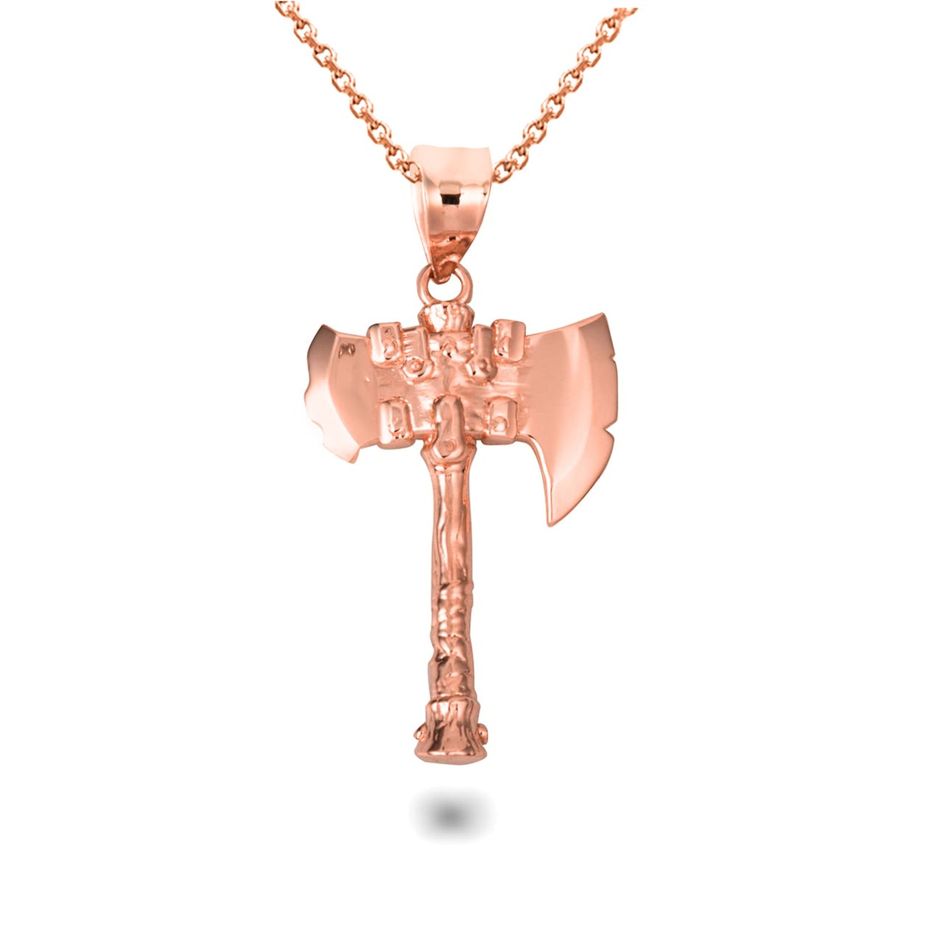 Gold Viking Battle Axe Norse Pendant Necklace (Available in Yellow/Rose/White Gold)