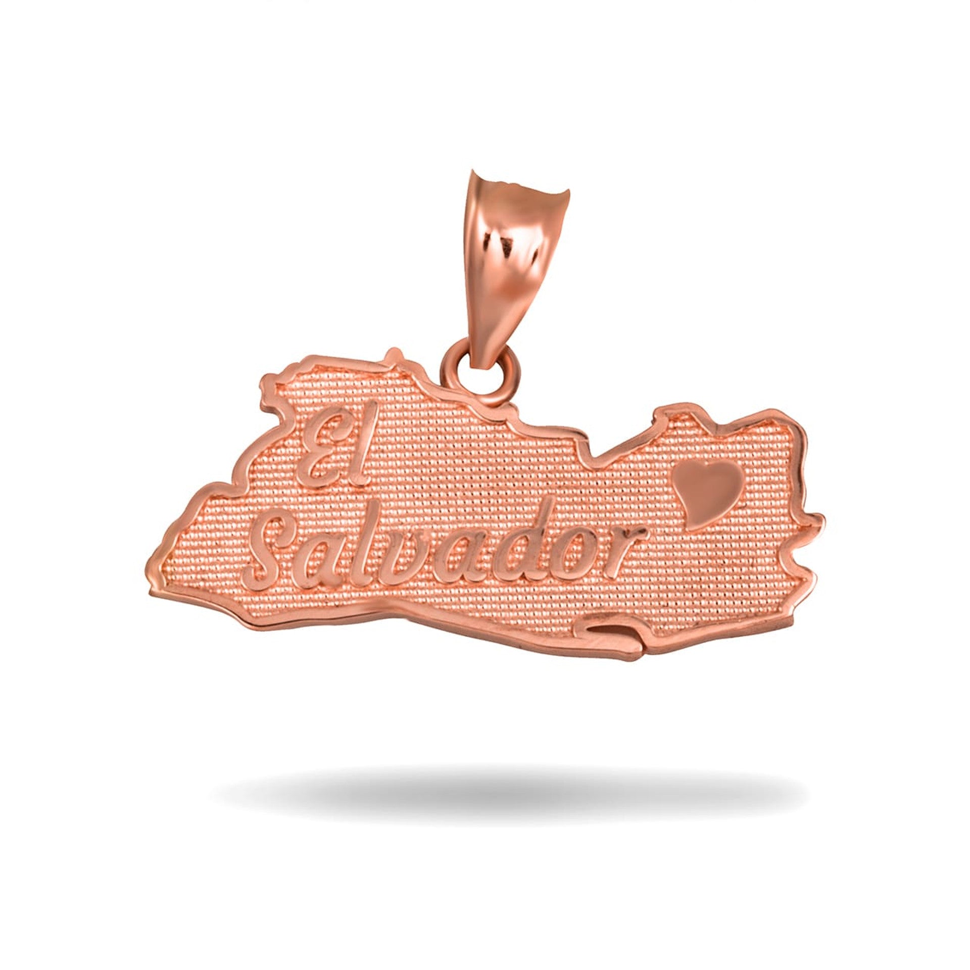 Gold El Salvador Map Heart Pendant Necklace (Available in Yellow/Rose/White Gold)