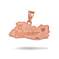 Gold El Salvador Map Heart Pendant Necklace (Available in Yellow/Rose/White Gold)