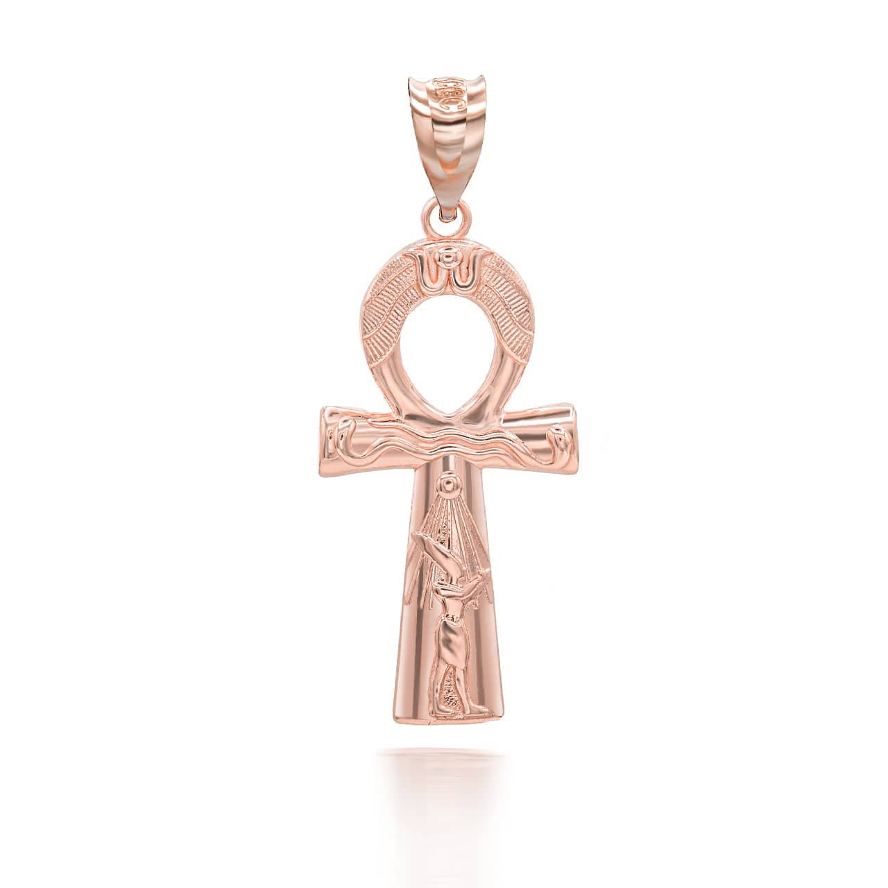 Gold Egyptian Ankh Cross Pendant Necklace (Available in Yellow/Rose/White Gold)