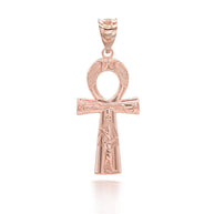 Gold Egyptian Ankh Cross Pendant Necklace (Available in Yellow/Rose/White Gold)